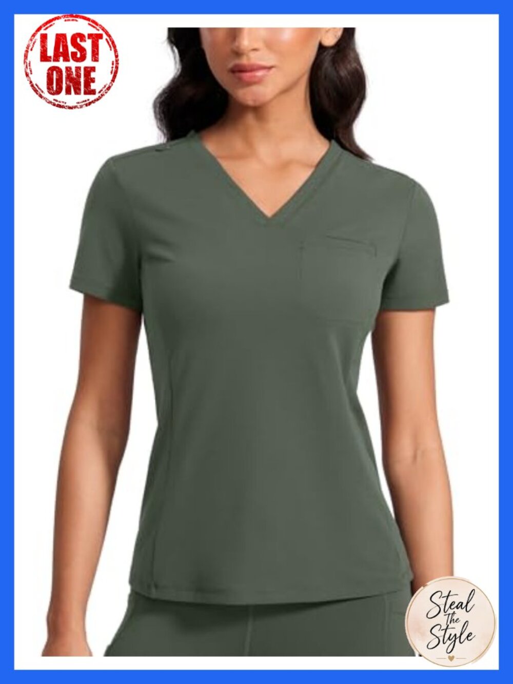 4-Way Soft Stretch V-Neck Scrub Top with Chest Pocket